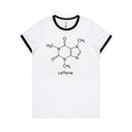 Caffeine Molecule Women's AS Colour Ringer Tee White Black Womens Ringer T-shirt Coffee Printed In Australia Science