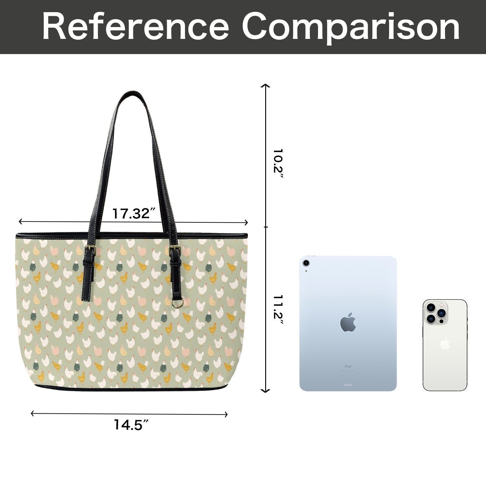 Chicken Life PU Leather Tote Bag Large Leather Tote Bag-Large animal Printed Offshore