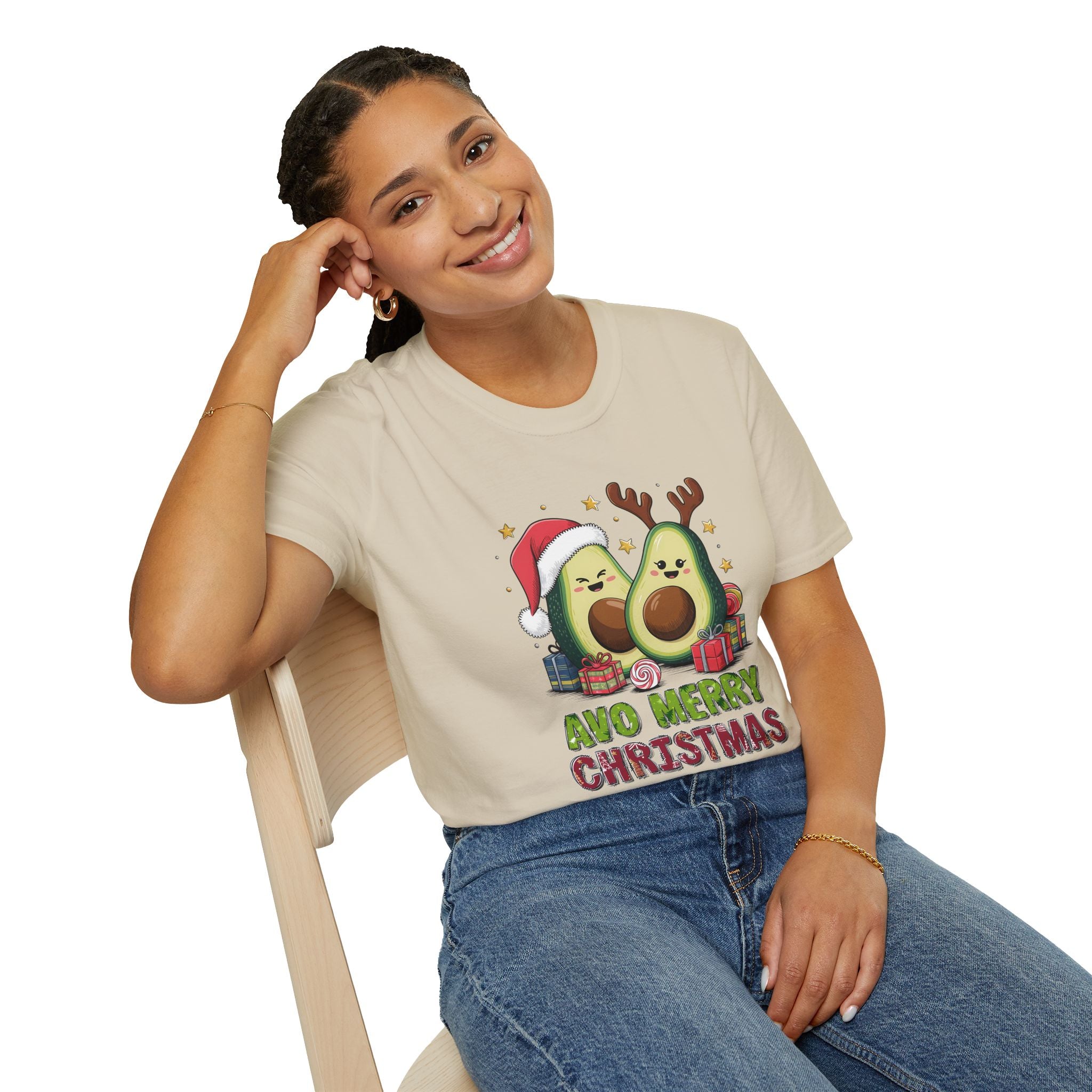 Avo Merry Christmas, Avocado - Unisex Softstyle T-Shirt