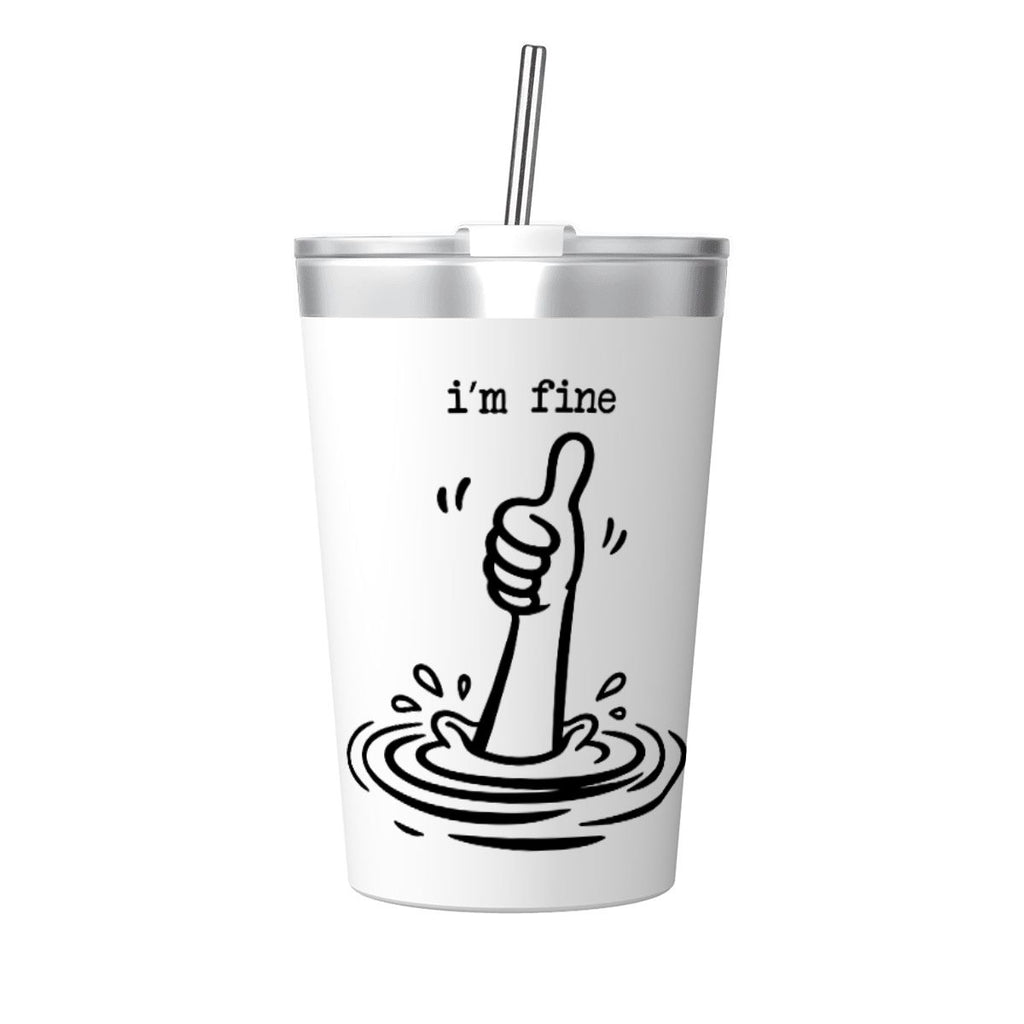 I'm Fine Drowning Thumbs Up Small Stainless Steel Travel Mug Cup 12oz/350ml