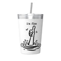I'm Fine Drowning Thumbs Up Small Stainless Steel Travel Mug Cup 12oz/350ml