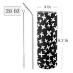 Black And White X's - 20oz Tall Skinny Tumbler with Lid and Straw