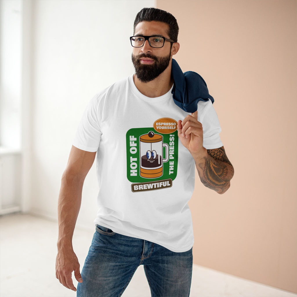 Brewtiful, Espresso Yourself - Men's Staple Tee White Mens Premium T-Shirt Coffee Printed in AU and US