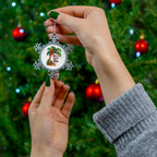 Tropical Koala Under Palm Tree Pewter Snowflake Christmas Ornament