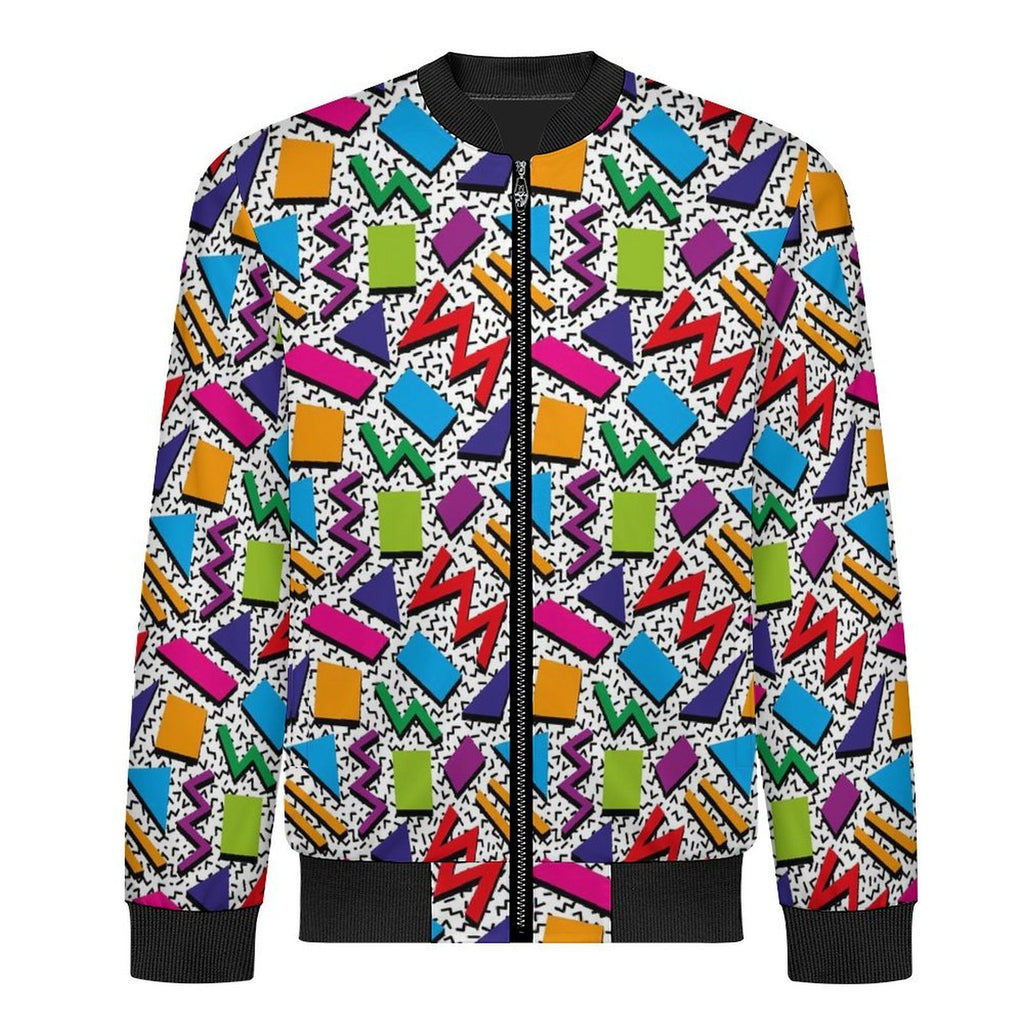 Graphic 80's Men's Casual Zip‑Up Bomber Jacket
