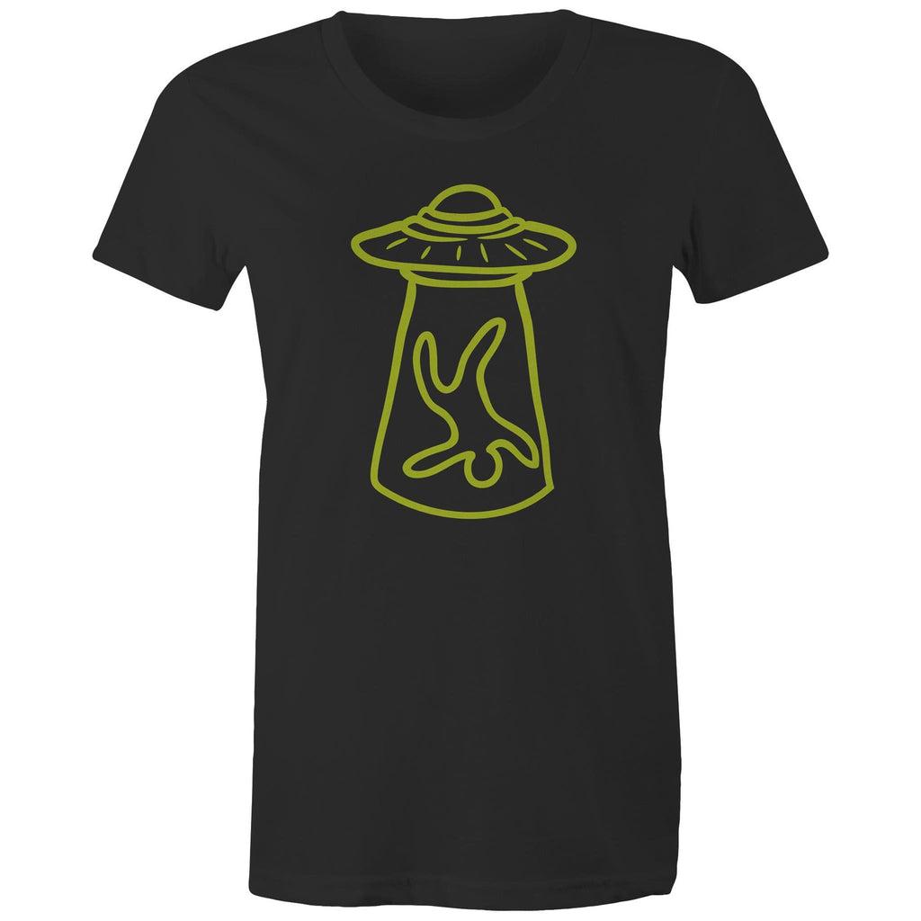 Alien Abduction - Womens T-shirt Black Womens T-shirt Printed In Australia Sci Fi