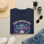 Here For The Cats Alien UFO Unisex T-Shirt Unisex Adult T-shirt animal Globally Fulfilled Sci Fi