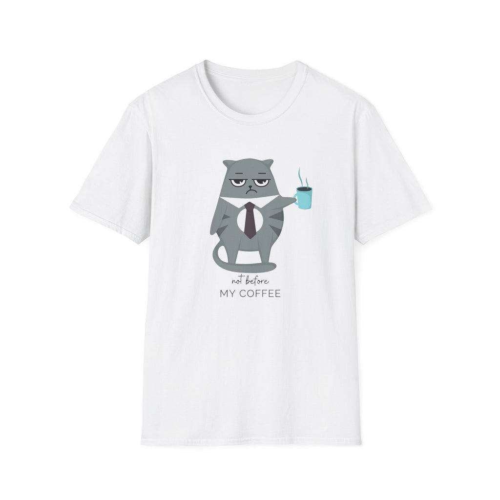 Not Before My Coffee, Cat - Unisex Softstyle T-Shirt
