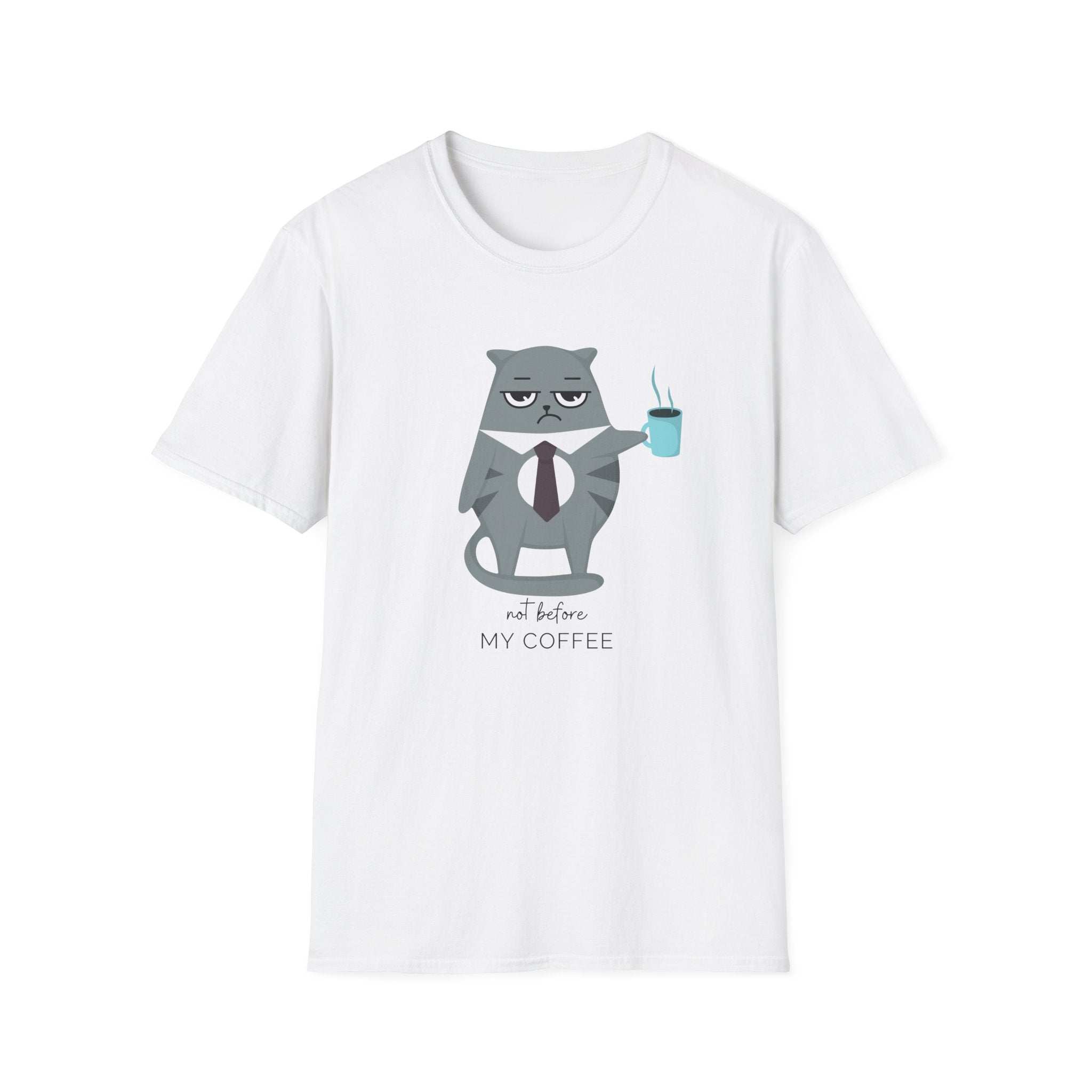 Not Before My Coffee, Cat - Unisex Softstyle T-Shirt