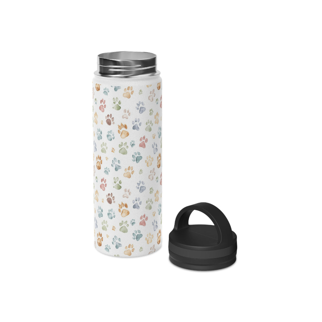 Paw Print Stainless Steel Water Bottle, Handle Lid Stainless Steel Water Bottle With Handle Lid animal Globally Fulfilled