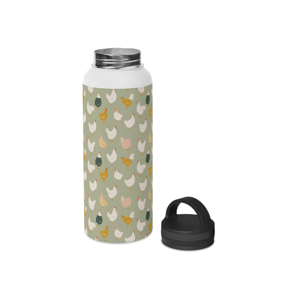 Chicken Life Stainless Steel Water Bottle, Handle Lid Stainless Steel Water Bottle With Handle Lid animal Globally Fulfilled