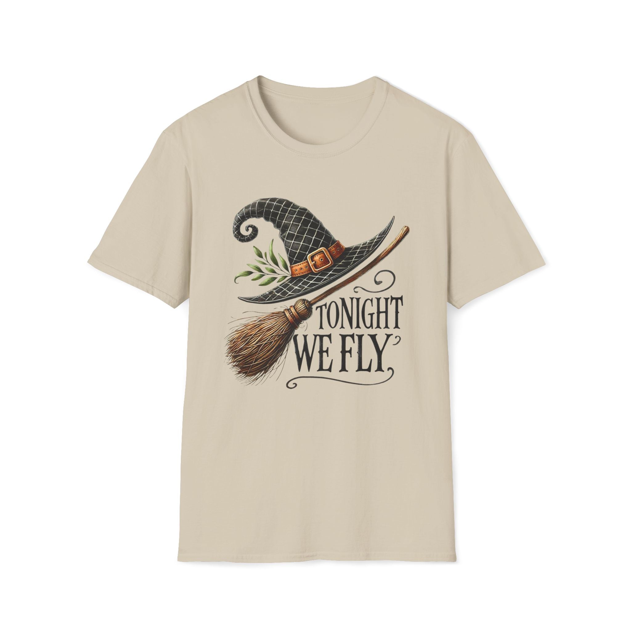 Tonight We Fly, Witches Hat, Broomstick, Halloween - Unisex Softstyle T-Shirt