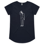 Coffee Brain - Womens Scoop Neck T-Shirt Navy Womens Scoop Neck T-shirt Coffee Printed In Australia