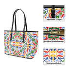 Bright Burst - Leather Tote Bag-Large