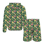 Frangipani Men's Lightweight Sun Hoodie & Shorts Set Men's Lightweight Sun Hoodie & Shorts Plants Printed Offshore