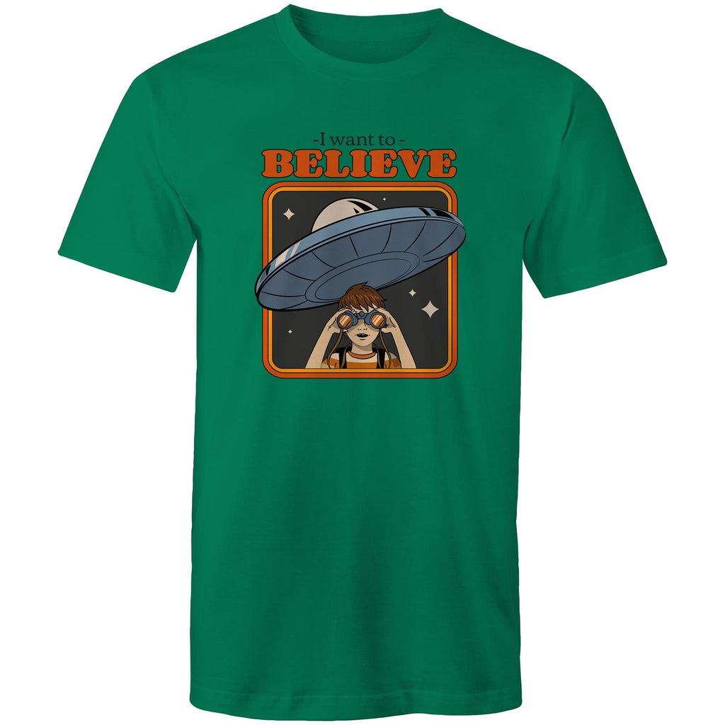 I Want To Believe - Mens T-Shirt Kelly Green Mens T-shirt Printed In Australia Sci Fi