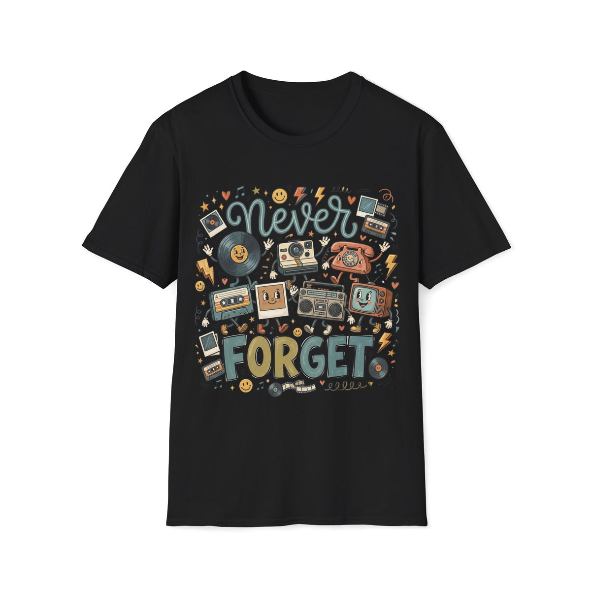 Never Forget Retro Unisex T-Shirt Unisex Adult T-shirt Globally Fulfilled Music Retro