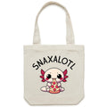 Snaxalotl, Axolotl Pizza Canvas Tote Bag Default Title Tote Bag animal Food Printed In Australia