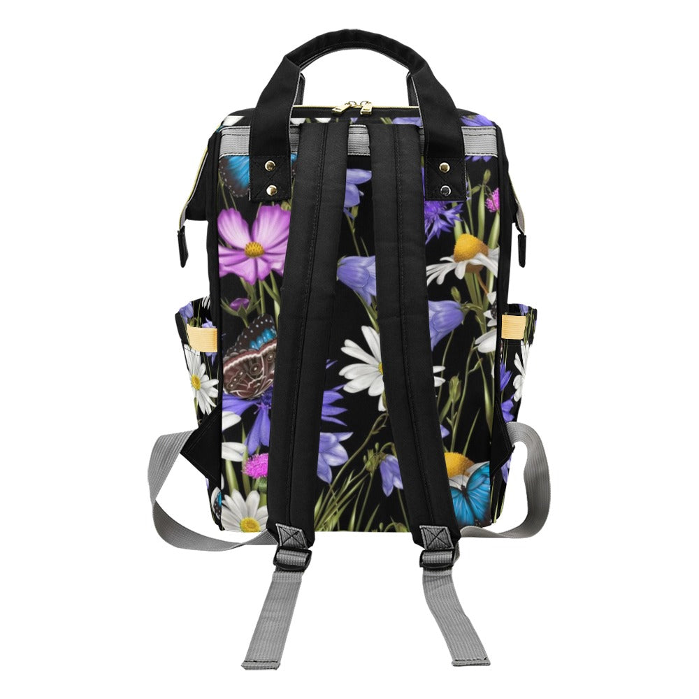 Butterfly Flowers - Multi-Function Backpack, Nappy / Diaper Bag