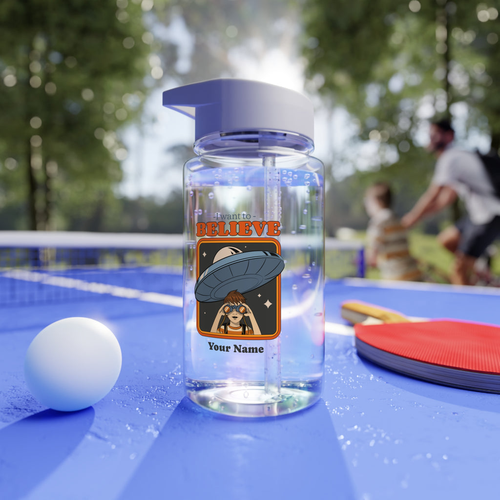 Personalised - UFO, I Want To Believe - Clear Tritan Water Bottle