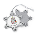 Personalised - Christmas Cat Tangled In Lights - Christmas Pewter Snowflake Ornament