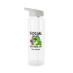Personalised - Frog, Social Battery - Clear Tritan Water Bottle