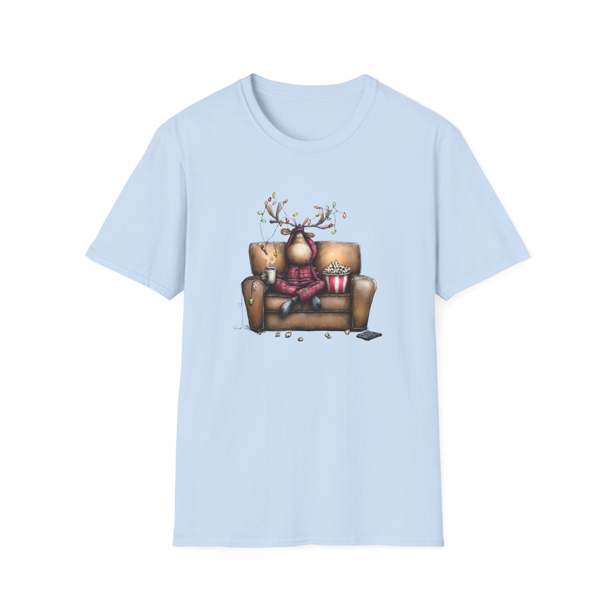 Reindeer, Christmas Movie Watching Shirt - Unisex Softstyle T-Shirt