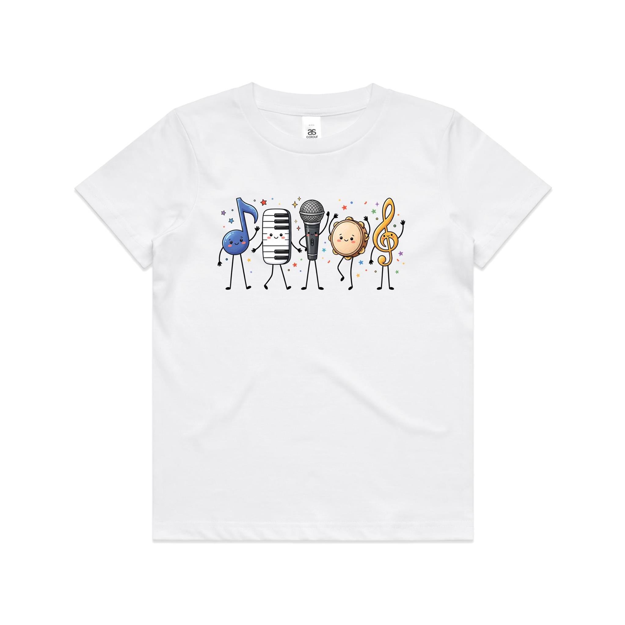 Cute Music Characters Kids AS Colour T-shirt