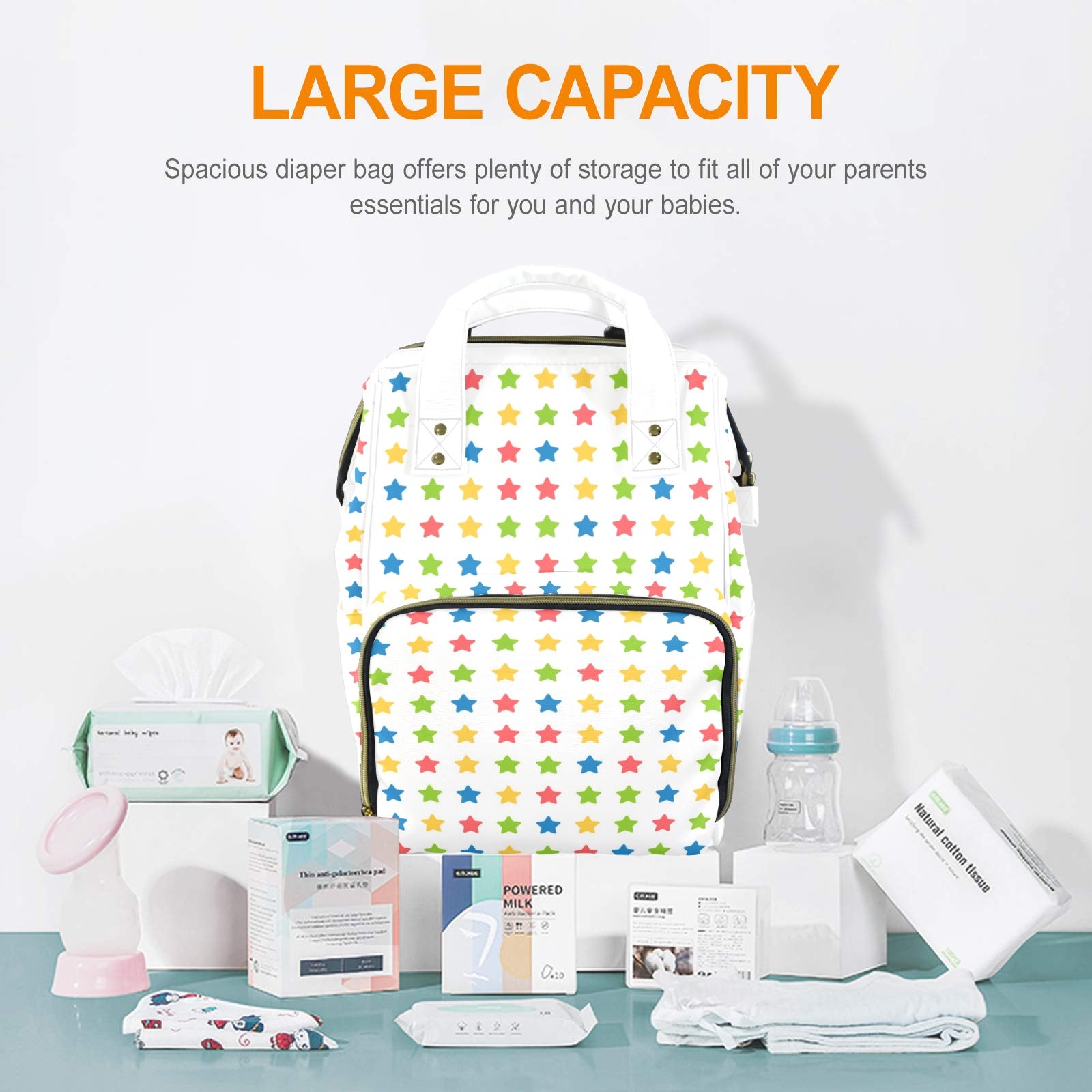 Stars - Multi-Function Backpack, Nappy / Diaper Bag