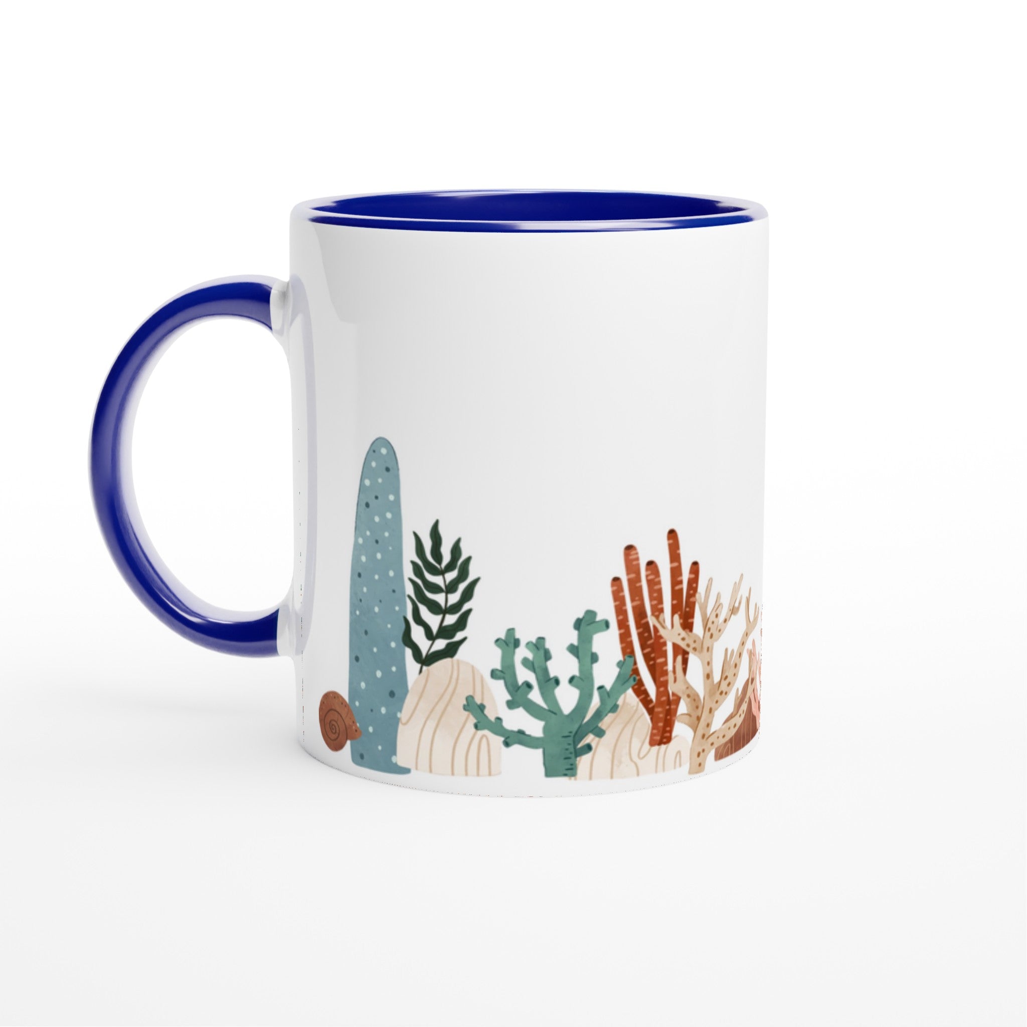 Coral Garden - White 11oz Ceramic Mug with Colour Inside Ceramic Blue Colour 11oz Mug Environment Globally Fulfilled