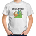 Snailing It - Kids Youth T-Shirt White Kids Youth T-shirt animal Fitness Printed In Australia