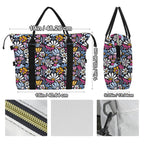 Graphic Flowers On Black Duffle Bag-Simple (Model 1715) Duffle Bag-Simple (1715)