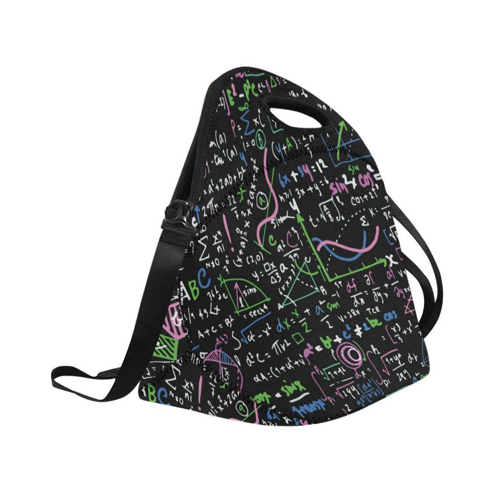 Equations In Green And Pink - Neoprene Lunch Bag Neoprene Lunch Bag Printed Offshore