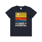 I Have Potential, Physics Kid's AS Colour T-shirt Navy Kids Youth T-shirt Printed In Australia Science