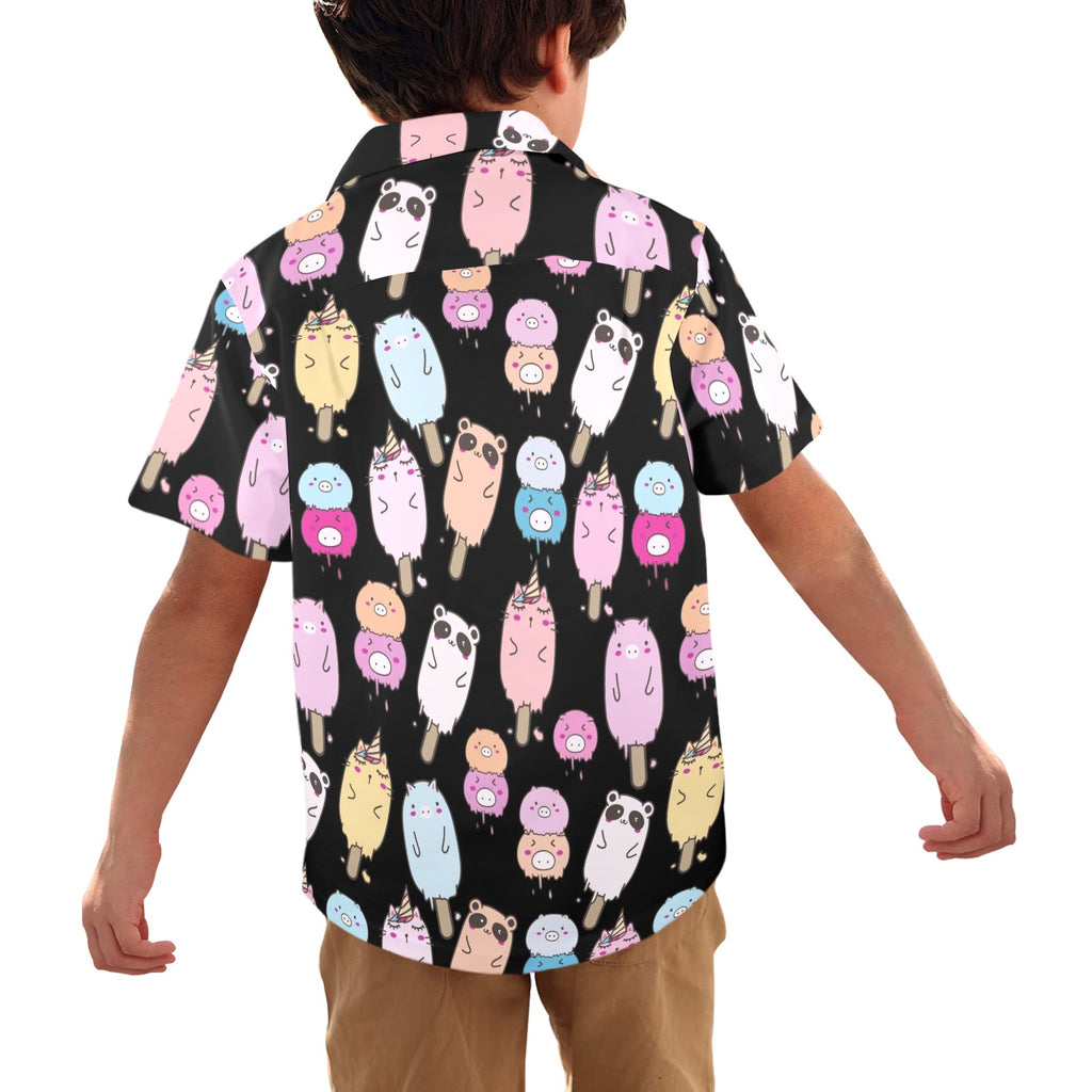 Cute Animal Ice Blocks - Junior Kids Hawaiian Shirt