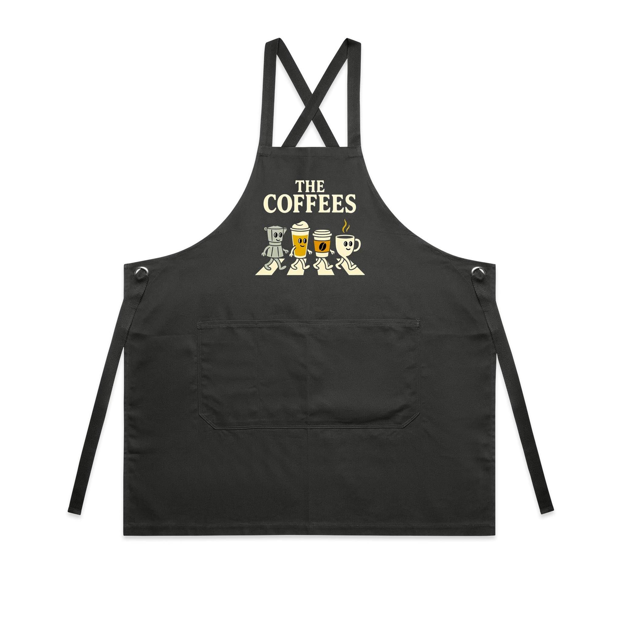The Coffees, Crossing Road - AS Colour Carrie Apron Coal One Size Apron Coffee Music Printed In Australia