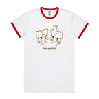 Think Positive, Maths - Staple Ringer Tee White Red Ringer T-Shirt Maths Positivity Printed In Australia