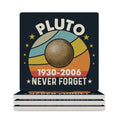 Never Forget Pluto Ceramic Coasters (Square) white Ceramic Coasters Printed Offshore Space