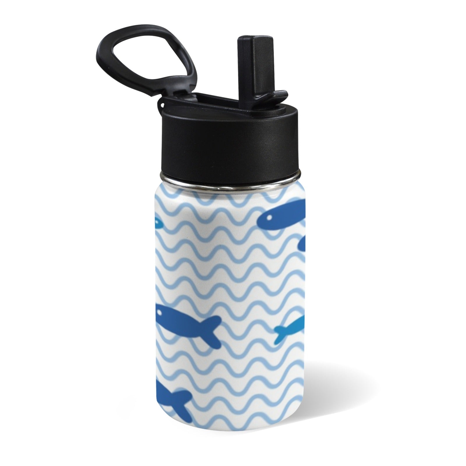 Blue Fish 12oz Kids Water Bottle with Straw Lid