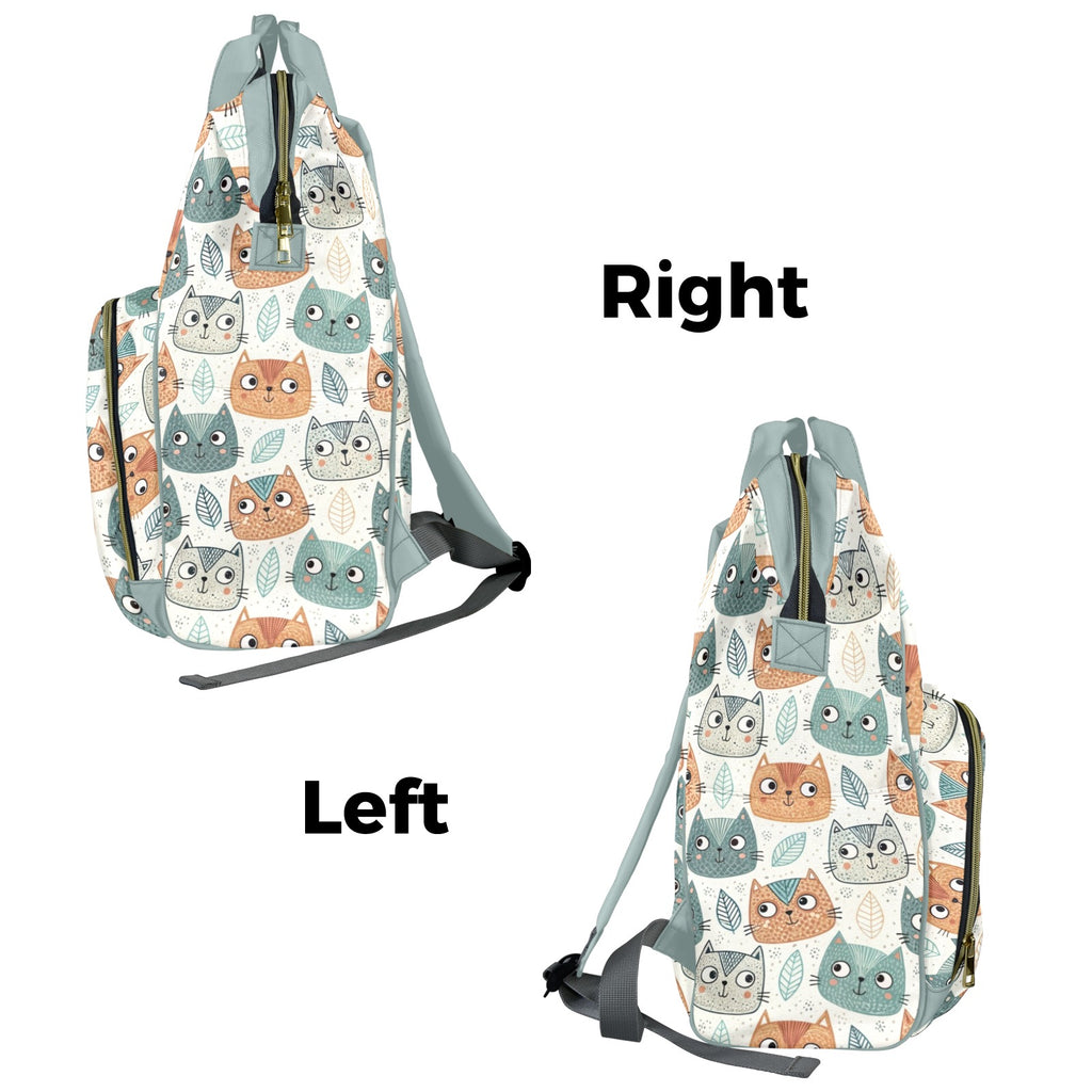 Cute Cat Faces - Multi-Function Backpack, Nappy / Diaper Bag