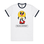 Feeling Confident - Staple Ringer Tee White Navy Ringer T-Shirt Printed In Australia