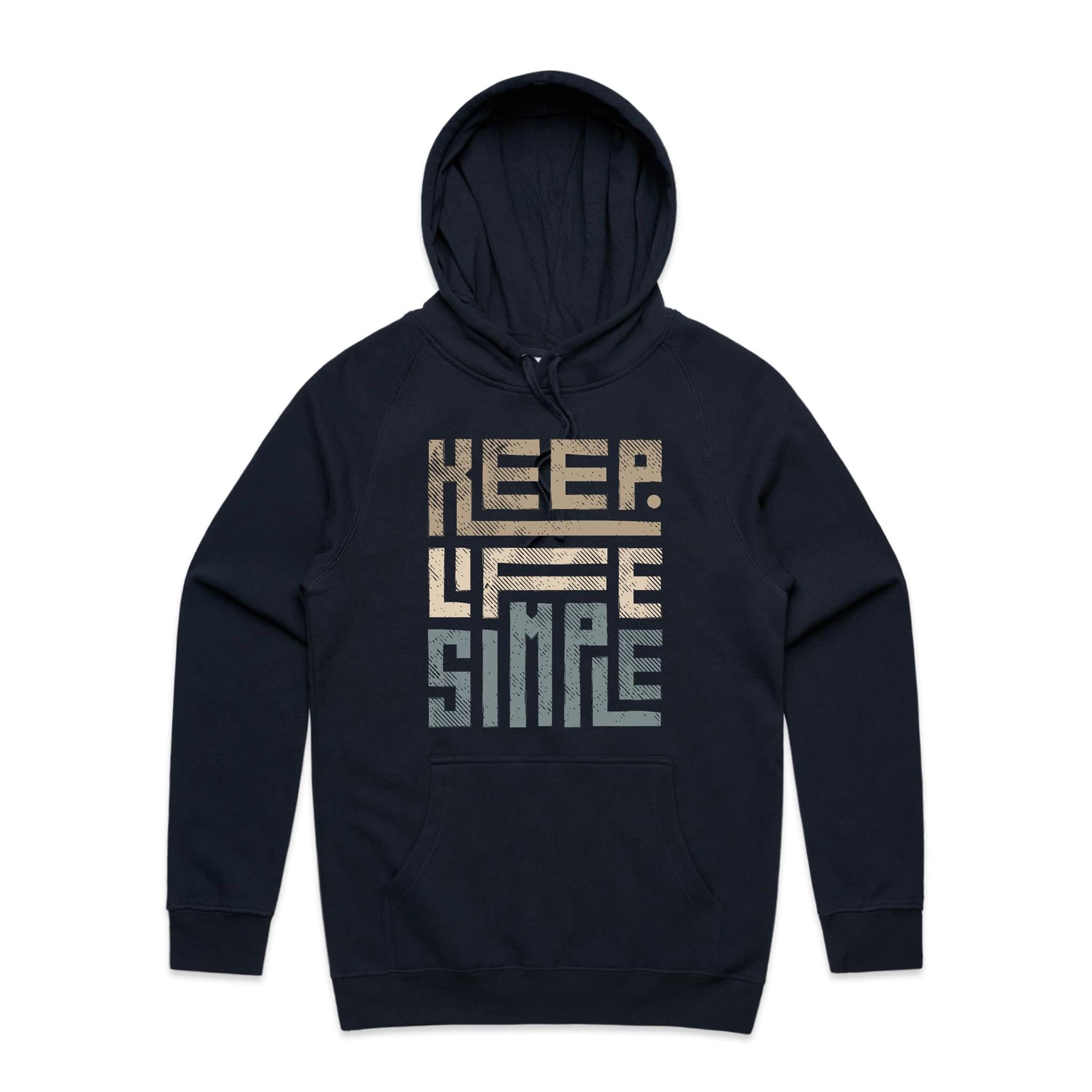 Keep Life Simple - Mens Hoodie Navy Mens Hoodie Positivity Printed In Australia