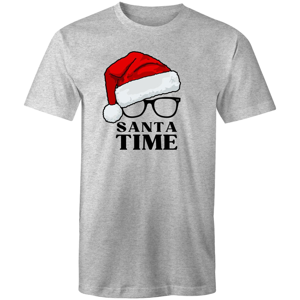 Santa Time - Mens T-Shirt Grey Marle Mens Christmas T-shirt Christmas Printed In Australia
