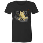 Cat Bass Player - Womens T-shirt Black Womens T-shirt animal Music Printed In Australia