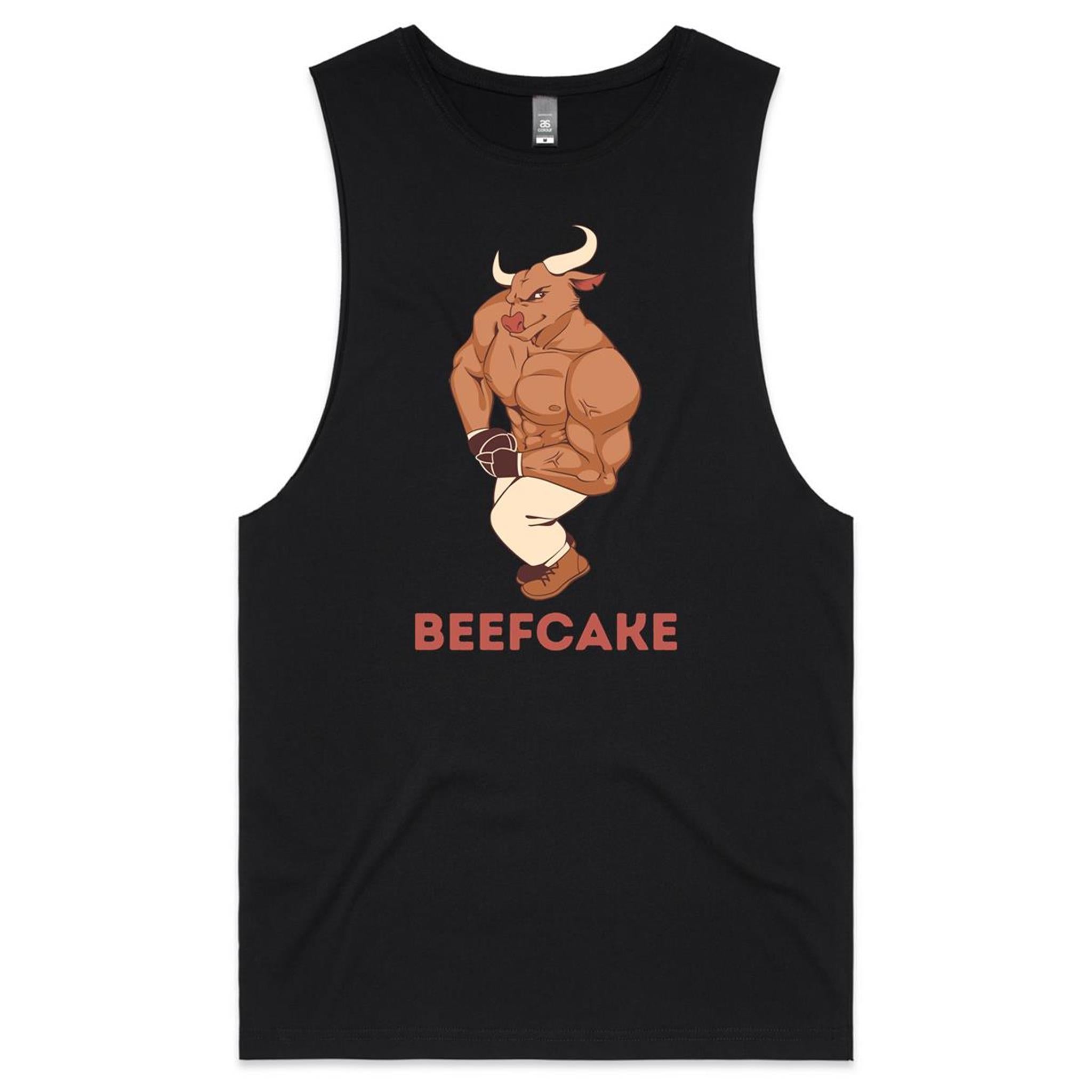 Beefcake - Tank Top Tee Black Drop Arm Tank Top Fitness Printed In Australia
