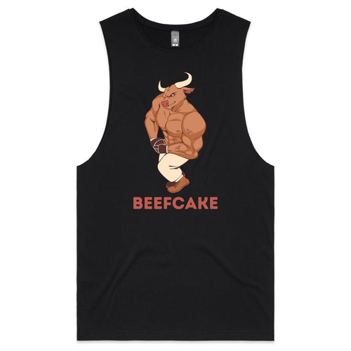Beefcake - Tank Top Tee Black Drop Arm Tank Top Fitness Printed In Australia