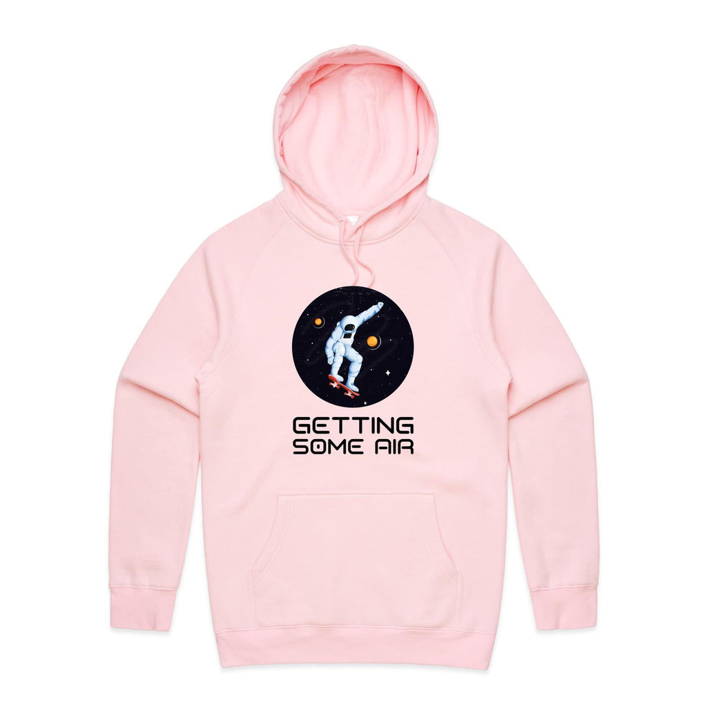 Getting Some Air, Skateboard Astronaut - Mens Hoodie Pink Mens Hoodie Printed In Australia Space