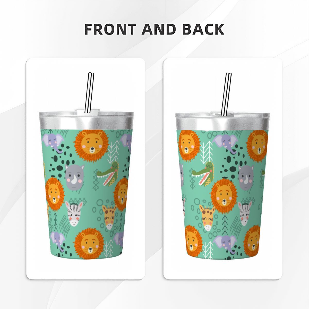Safari Animals Small Stainless Steel Travel Mug Cup 12oz/350ml