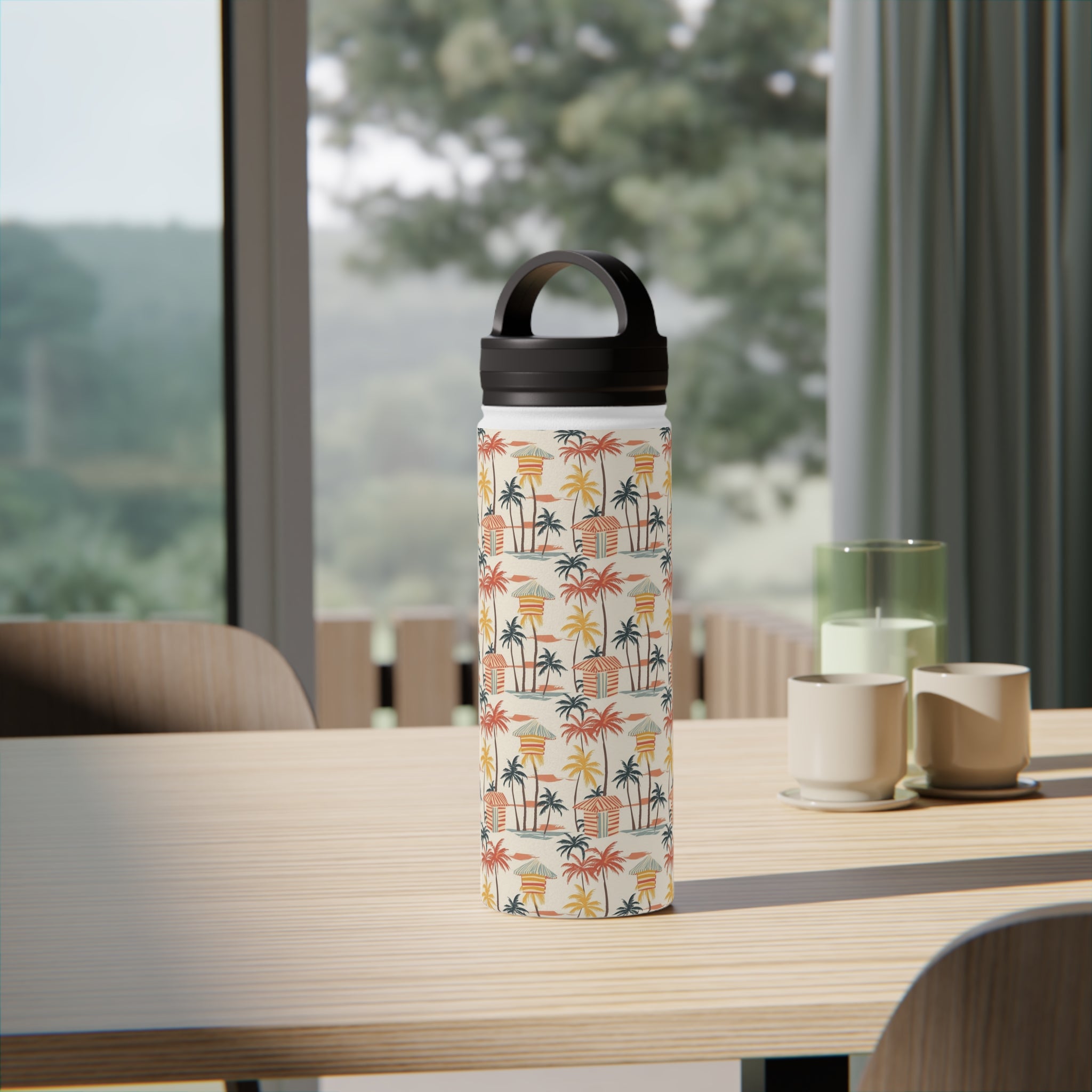 Beach Shack - Stainless Steel Water Bottle, Handle Lid White 18oz Stainless Steel Water Bottle With Handle Lid Globally Fulfilled Surf