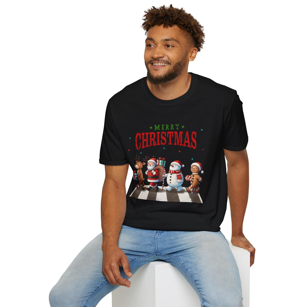 Fab Four Of Christmas Crossing The Road - Unisex Softstyle T-Shirt